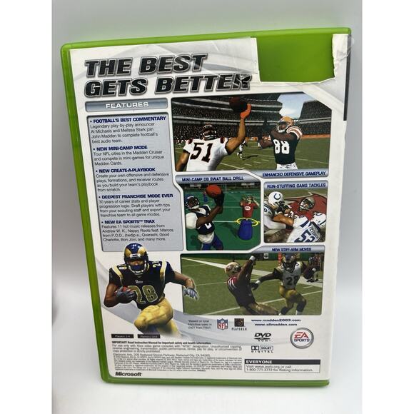 Madden NFL 2003 (Microsoft Xbox, 2002) Complete w/ Manual - Tested Working - Picture 3 of 8